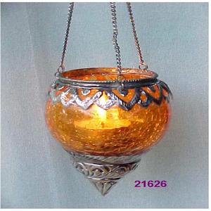 Porte-bougie chauffe-plat suspendu en verre orange pour fête décor à la maison salon de mariage - Product Image 2