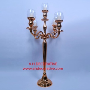 Candélabre nickelé 5 bras mariage décoratif en métal Antique Design candélabre fait main à vendre à bas prix - Product Image 4