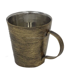 Seau à glace en cuivre antique couvercle en bois refroidisseur en métal à double niveau fête du vin mariage capacité 12L imprimé Logo fabriqué en Inde - Product Image 1