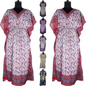 Nuevo vestido largo musulmán Maxi de Dubái para mujer, ropa islámica marroquí, caftán con estampado de bloque de mano, caftán indio hecho a mano - Product Image 2