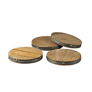 Galvanized Wood Round Coaster Set of 4 Pcs, Drink Coasters for Coffee <b>Table</b>, <b>Table</b> <b>Protection</b> Drink Coasters for Farmhouse - Product Image 1