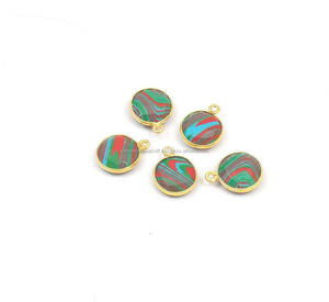 Cuivre Turquoise Pierres Précieuses Résultats Plaqué Or Fabrication de Bijoux Faits à la Main Charme Lunette Pierre De Naissance Boho Connecteur - Product Image 3