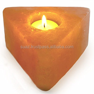 Forma de triángulo sal titular de la vela/alta calidad forma de triángulo de sal del himalaya titular de la vela/talladas a mano té luz sal lámparas - Product Image 1