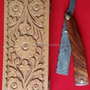 Rasoirs de coiffeur de conception personnalisée de haute qualité Rasoirs de coiffeur en acier inoxydable avec manche en bois - Product Image 1