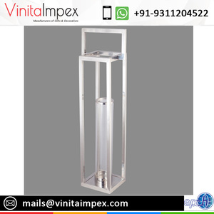 Grande lanterne à bougie en acier inoxydable et en verre pour l'intérieur, l'extérieur et la terrasse |   Éclairage décoratif moderne pour la maison et les mariages. - Product Image 1