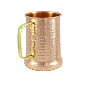 20 oz <b>Hammered</b> Copper Ceramic Beer Stein Mug - Product Image 1