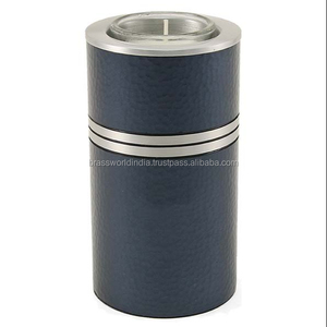Blue Adult American Style Metal <b>Tealight</b> Cremation Urn by Brassworld India - Product Image 1