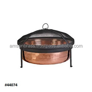 Metal Pure Copper <b>Fire</b> <b>Pit</b> Fireplace <b>Fire</b> <b>Pit</b> with Cover & Stand Metal <b>Wood</b> Burning Black <b>Fire</b> <b>Pit</b> Round Bowl Shape - Product Image 6