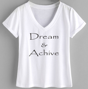 T-shirt col en v d'été uni en coton pour hommes Inde Tirupur broderie grande taille et décorations de boutons - Product Image 5