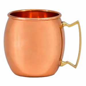 La Migliore Vendita on-line di Rame Moscow Mule Tazza con Manico In Ottone 16 oz. Classico Lucidato A Specchio di Forma a Botte da Axiom Casa Accenti