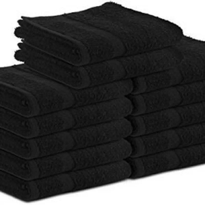 Toalla de mano de algodón a prueba de lejía para spa y salón Toalla de peluquería negra teñida con Tina segura - Product Image 3