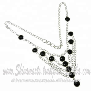 สินค้ามาใหม่ขายดีสร้อยคอพลอยโอนิกซ์สีดำสีเงินสเตอร์ลิง925ทึบสำหรับผู้หญิงและเด็กผู้หญิงเครื่องประดับแฟนซีสุดหรูพร้อมโซ่เส้นเล็ก - Product Image 2
