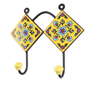 Vintage Ceramic Tile Hooks with Knobs for <b>Clothing</b> in India Ceramic <b>Wall</b> Hooks - Product Image 2