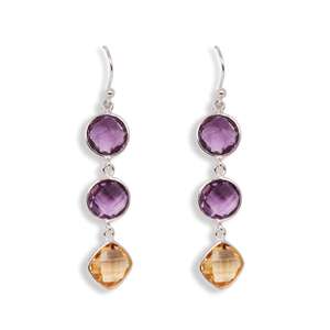 925อเมทิสต์ซิทรีนแฟชั่นใหม่ขายดีต่างหูอัญมณีสีเงินต่างหูสำหรับผู้หญิงเครื่องประดับทันสมัยสำหรับเป็นของขวัญ - Product Image 1