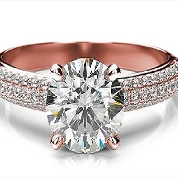 1.00TCW Real Round Solitaire With Accents Diamond Women's Engagement Ring