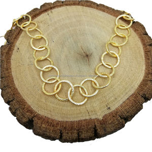 Gold Plated <b>Copper</b> Hammered Finish Round Disc <b>Chains</b> - Hand Made Jewelry Finding <b>Chains</b> - Product Image 4