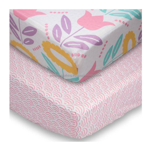 India Company Selling Beautiful Design Private Label 100% Organic Cotton Baby Crib Sheets - Product Image 1