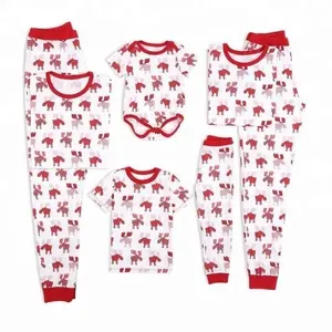 Moose deer print matching family pajama set christmas pajamas night suit two pieces pijama spring autumn fall winter ribbed pj