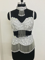 Trajes de Danza del Vientre Profesionales para Mujer, Estilo Sexy, Conjunto Egipcio de 3 Piezas, Satén, para Competición, Tribal, con Sujetador, Cinturón y Collar