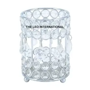 Steel Metal nickel plated acrylic Crystal Tabletop Votive Holder 3X3X5 Inch lighting wedding party events decoration