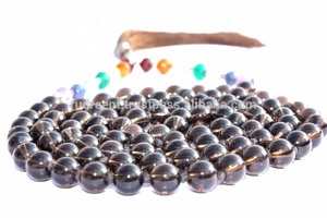 สร้อยควอทซ์สโมคกี้ธรรมชาติของผู้ชายลูกประคำทางจิตวิญญาณ108มาลาลูกปัดปมสร้อยคอผ้าไหมพู่7เม็ดจักระสำหรับโยคะโบฮีเมียน - Product Image 4