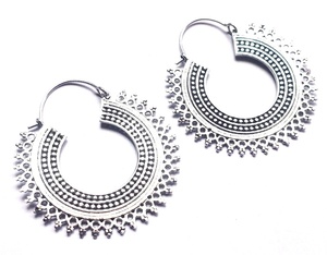 Boucles d'oreilles Tribal pour femmes, pendantes en argent, bijoux indiens de style bohème - Product Image 2