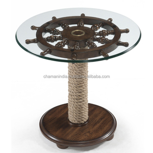 Decorazione per la casa a tema nautico per la casa <span class=keywords><strong>in</strong></span> <span class=keywords><strong>legno</strong></span> ruota per nave lucido modello artigianale con <span class=keywords><strong>mobili</strong></span> sicuri e scatola regalo artigianale - Product Image 1