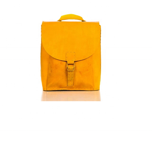 Mochilas de cuero genuino de Color amarillo versátil de alta calidad, bolsas portátiles para computadora portátil, mochila de cuero genuino con solapa frontal, mochilas - Product Image 1