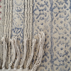 Venta al por mayor de gran tamaño 5x8 pies hecho a mano indio antiguo bohemio Dhurrie alfombra moderna alfombra de algodón con estampado de bloque de mano - Product Image 3