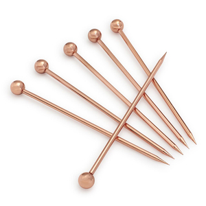Juego de 6 púas de cóctel chapadas en cobre - Product Image 1