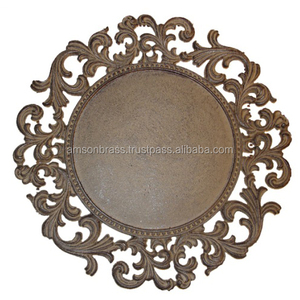 Assiette de service en laiton, finition laiton, bordure à pois, assiettes de service en métal - Product Image 6