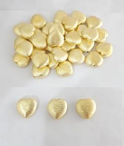 Cuentas en forma de corazón para joyería Hallazgos y componentes de acabado cepillado chapado en oro - Product Image 2