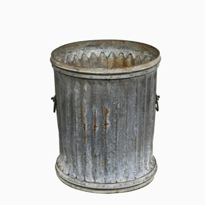 Farmhouse Corrugated Aged Galvanized <b>Dustbin</b> - Product Image 1