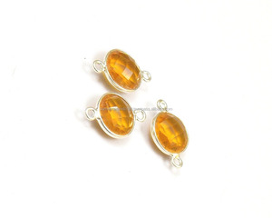 Juego de conectores bohemios de Plata de Ley 925, cuarzo citrino, piedras preciosas múltiples, bisel de vino hecho a mano, joyería de piedra natal, chapado en oro de 10mm - Product Image 2