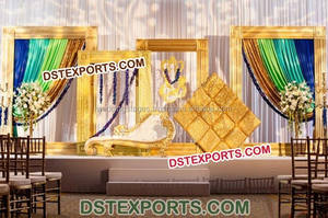 Indian Wedding Golden <b>Backdrop</b> <b>Frames</b>, Indian Wedding Stage Fiber Panels, New Design Stage <b>Backdrop</b> Panel Australia event decor - Product Image 6