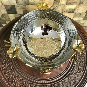 Cuencos de aluminio de lujo Chapado en plata y oro con flor Nuevo diseño de moda Superventas Cuenco de acabado alto - Product Image 4