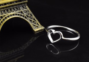 Bagues en argent blanc en forme de cœur, en argent Sterling 925, vente en gros - Product Image 4