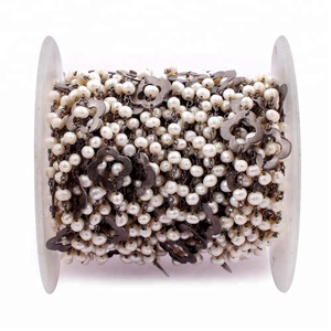 Belles perles de chapelet de perles d'eau douce d'un pied noir plaqué fil enroulé chaînes de trèfle Rondelle pierre résultats de bijoux élégants - Product Image 1