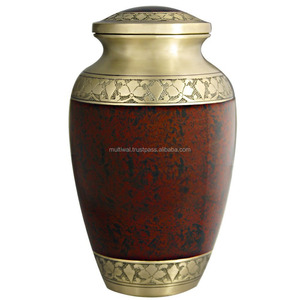 Urnas de cremación de latón de diseño único para cenizas Urnas de cremación de latón de color dorado y marrón hechas a mano para cenizas - Product Image 1