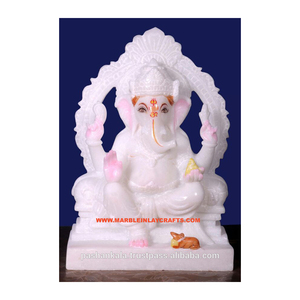 Estatua de Ganesha de mármol blanco - Product Image 1