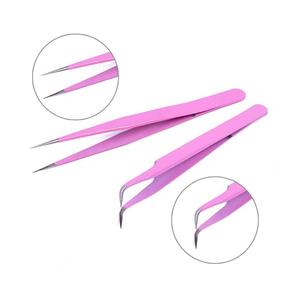 Outils de salon de beauté pour femmes, pinces à pointe pointue pour Extension de cils de couleur rose en acier inoxydable enduit de poudre CE ISO PK - Product Image 2