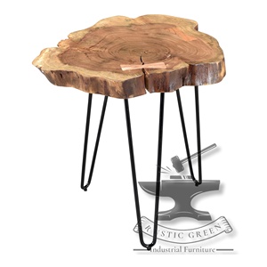 Table d'appoint industrielle en bois naturel à bord vif pour salon, salle à manger, cuisine, supermarché, hôtel, appartement, entrepôt, panneau de stockage - Product Image 3