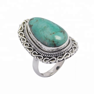 Anillo de turquesa azul cielo Joyería India Venta al por mayor 925 Anillos de plata Eternidad Vermeil Precio al por mayor Joyería - Product Image 1