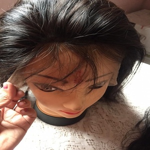 NANDEE HOUSE Peluca india de encaje completo/frontal, 100% cabello humano Remy indio liso y ondulado con baby hairs, doble trama a máquina - Product Image 3
