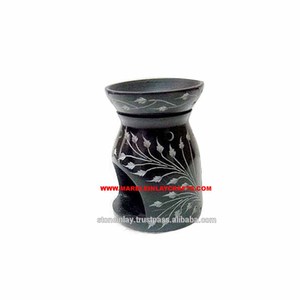 Black Handmade Soapstone Aroma Fragrance Oil Burner Lamps - Product Image 1