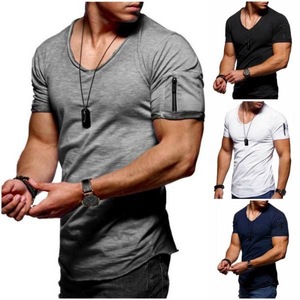 เสื้อยืดแขนมีกระเป๋ามีซิปคอลึกออกแบบได้ตามต้องการ - Product Image 2