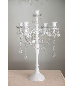 Candélabre en métal suspendu en cristal blanc pour le dîner de mariage et la décoration d'événement formel candélabre de pièce maîtresse - Product Image 1