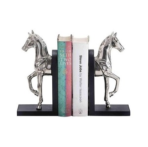 Sujetalibros de caballo de Metal, animales chapados en níquel, estilo de animales europeos y americanos, librería decorativa - Product Image 1