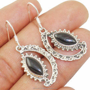 14K <b>Gold</b> Filled Natural Marquise Cut <b>Black</b> Onyx Gemstone Round Bezel Drop Dangle <b>Earrings</b> Fine Jewelry Adorable Gift for Women - Product Image 4