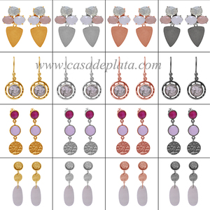 พลอยควอตซ์สีดำ rutile 925เครื่องประดับเงินสเตอร์ลิงต่างหูชุบทองทันสมัยทันสมัยสำหรับวันครบรอบแต่งงาน - Product Image 4
